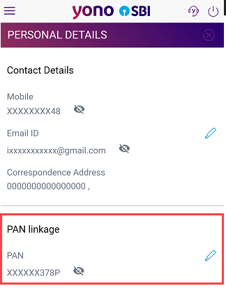 SBI Link add Pan card
