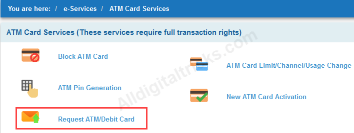 apply online sbi atm debit card