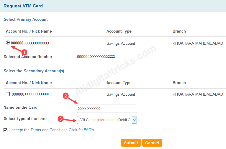 apply online sbi atm debit card