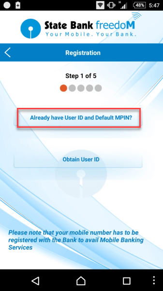 sbi freedom registration