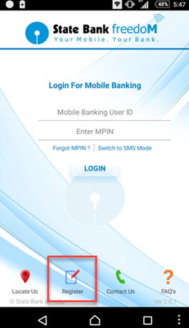 sbi freedom registration guide