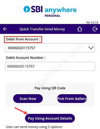 SBI Quick transfer send money without add beneficiary