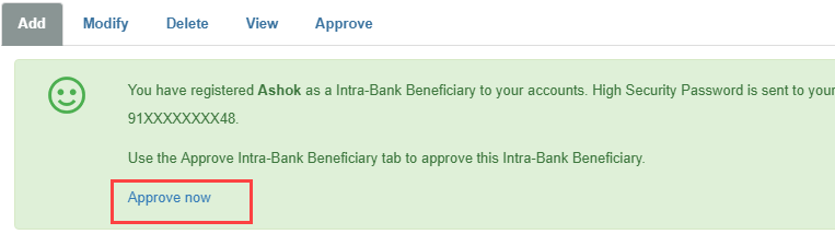 SBI Net Banking add beneficiary