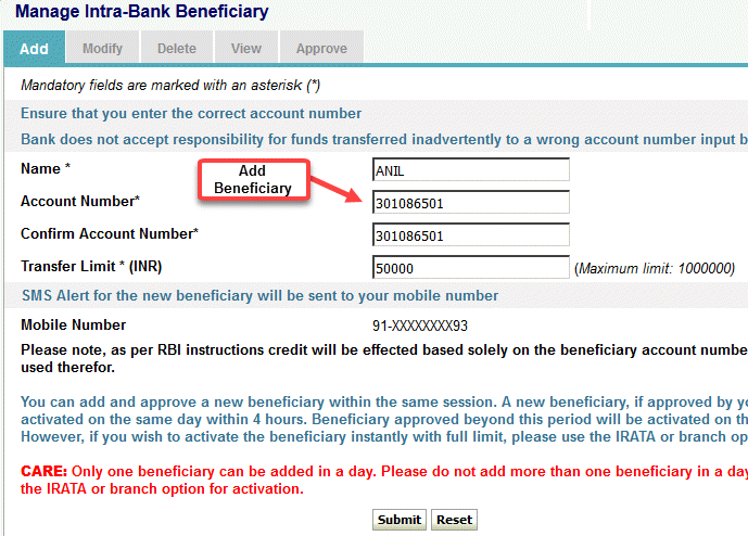 sbi to sbi money transfer through net banking