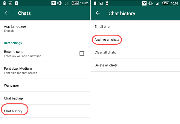 whatsapp archive all chat