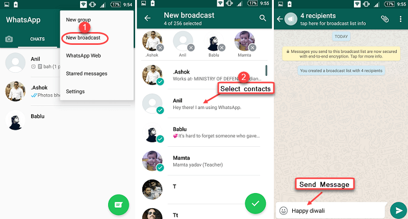 whatsapp broadcast messege