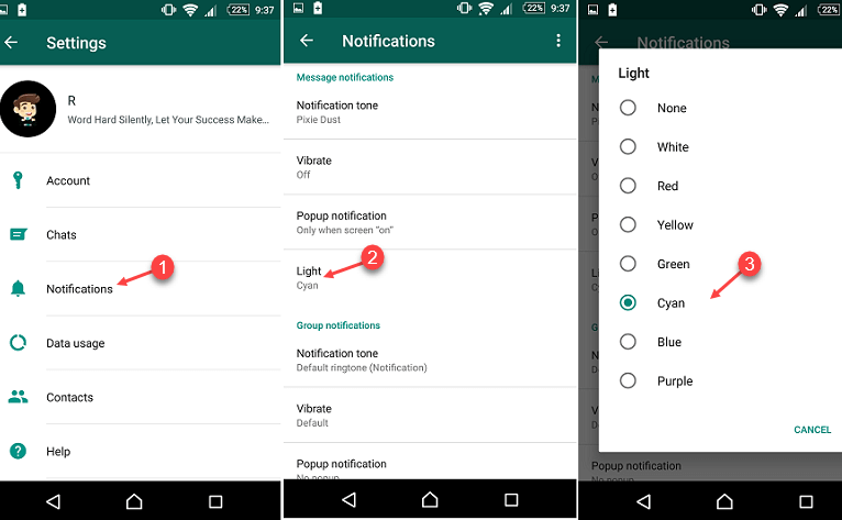 whatsapp change notofication
