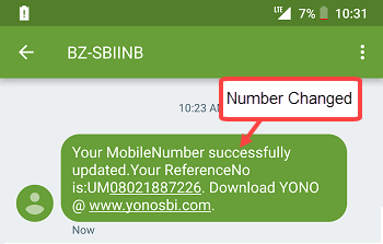 change/update sbi registered mobile number online