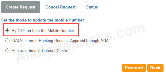 change/update sbi registered mobile number online