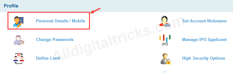 change/update sbi registered mobile number online