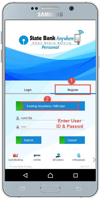 SBI anywhere first time login