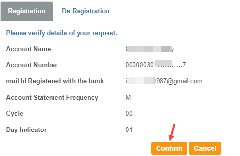 SBI e-statement register