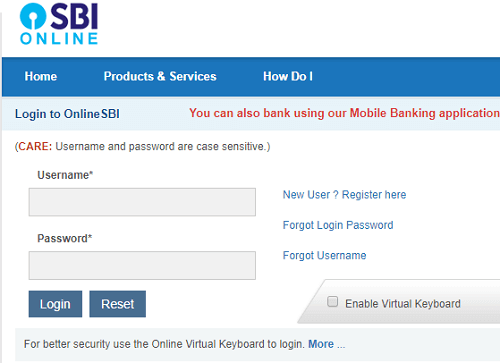 sbi net banking login