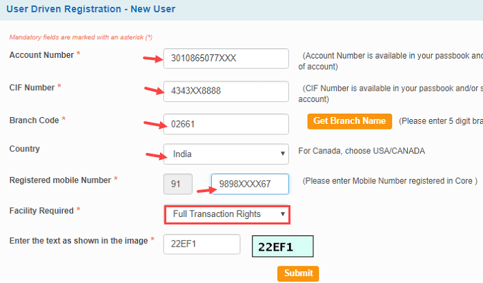 SBI net banking online register
