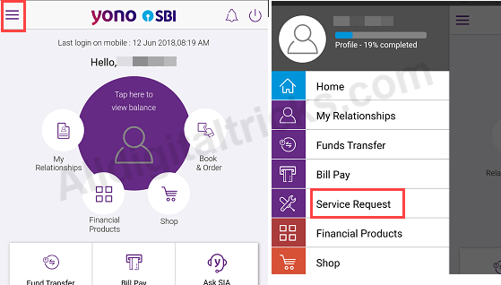 SBI YONO Request Cheque Book