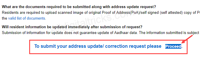 Aadhaar card Address update online