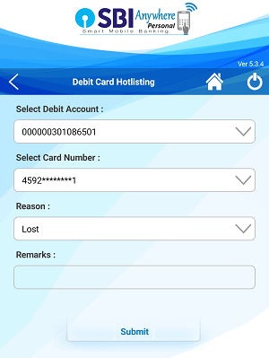block sbi atm debit card