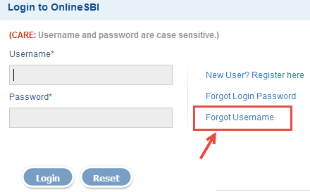 sbi netbanking forget user id