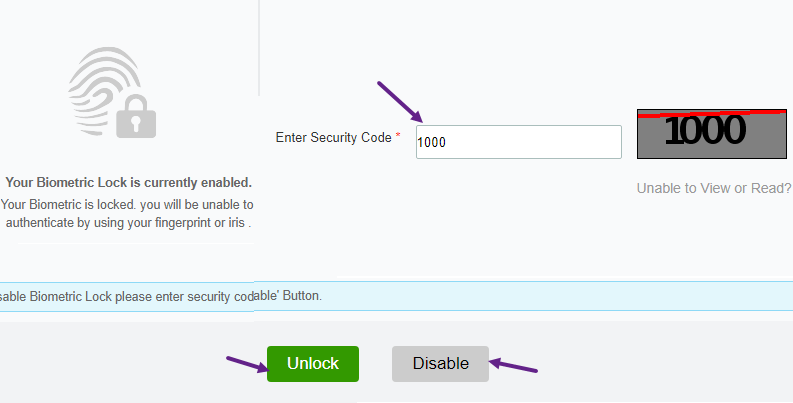Lock Unlock Aadhaar biometric data
