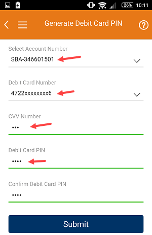 icici debit card pin change generate