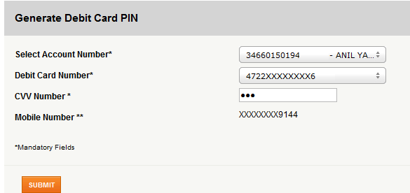 icici debit card pin change generate