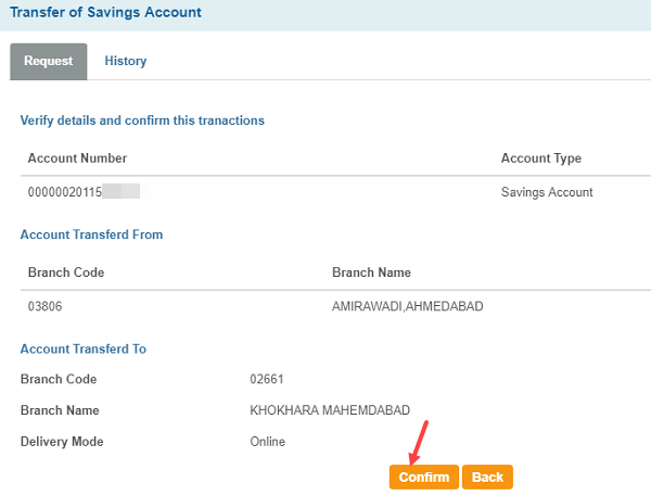Transfer SBI account to another branch