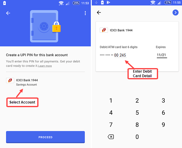 Google Tez add bank account