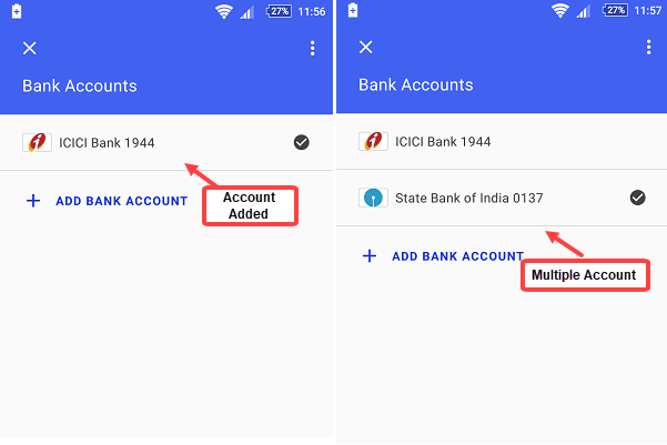 Google Tez add bank account
