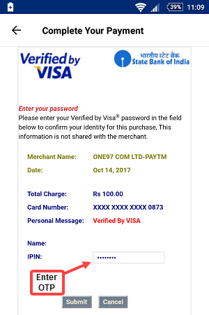 add money SBI account paytm