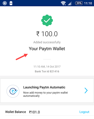 add money SBI account paytm