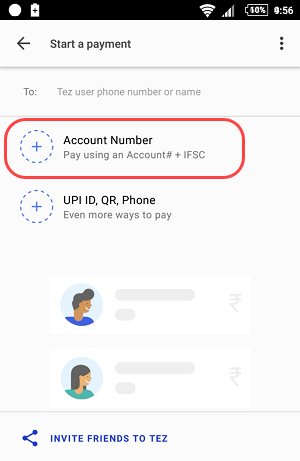 google tez send money bank account