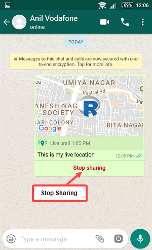 whatsapp live location sharing