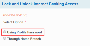 Lock/Unlock SBI Internet Banking online