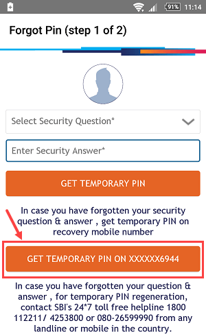sbi buddy forget login pin security question answer