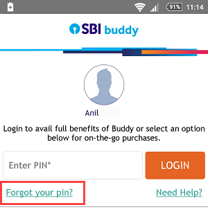 sbi buddy forget login pin security question answer