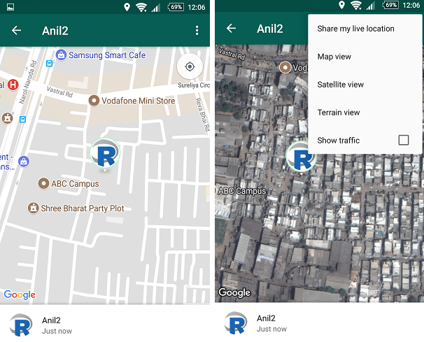 whatsapp live location sharing