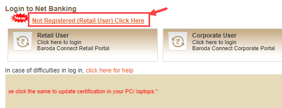 bank of baroda net banking register online
