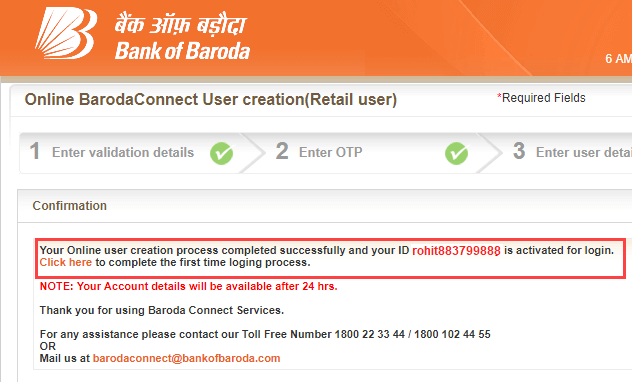 bank of baroda net banking register online