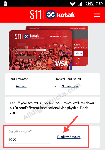 kotak 811 account deposit load money