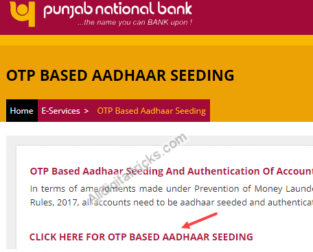 link aadhaar online punjab national bank