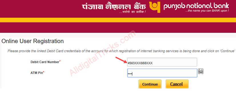 punjab national bank net banking registration online