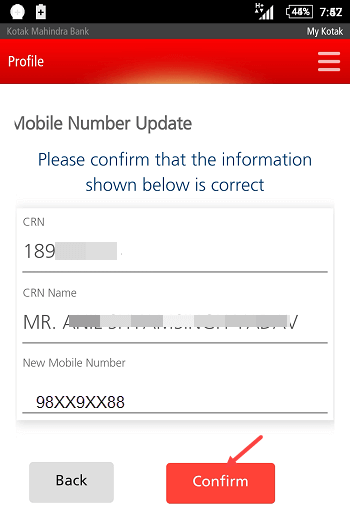 kotak mobile banking change registered mobile number