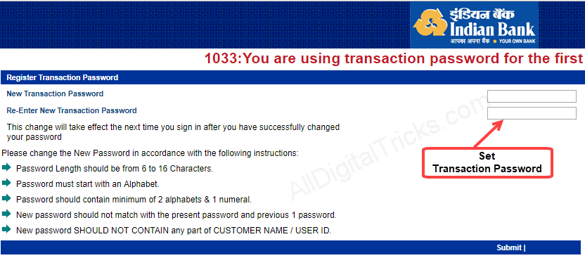 Indian bank net banking registration activation