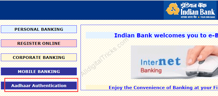 Indian bank link aadhaar card