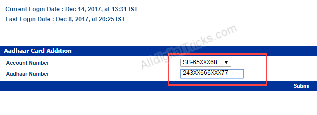 Indian bank link aadhaar card