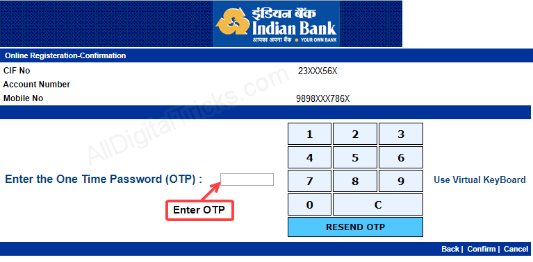 Indian bank net banking registration activation