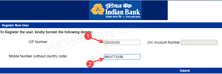Indian bank net banking registration activation