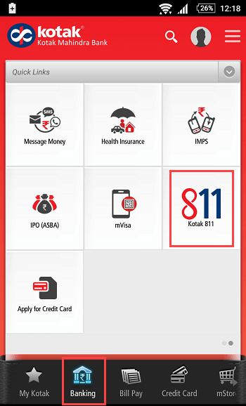 manage kotak 811 account online