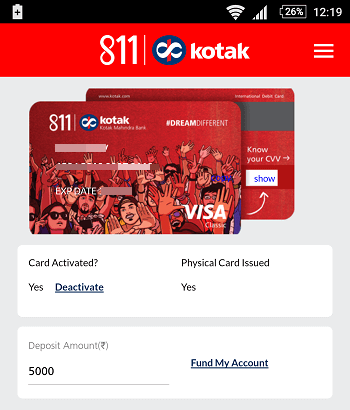 manage kotak 811 account online