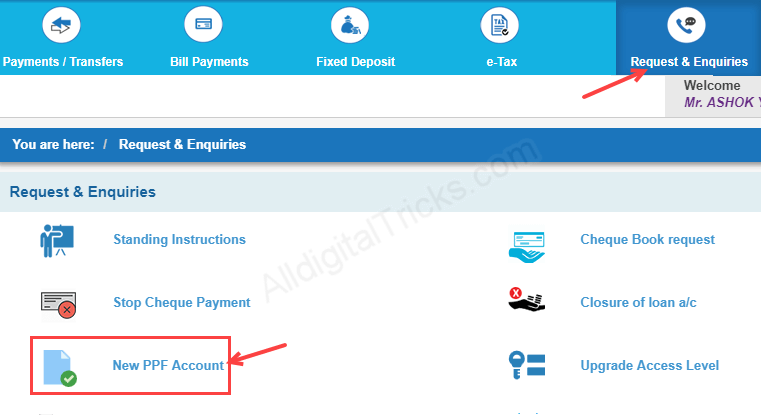open ppf online in SBI